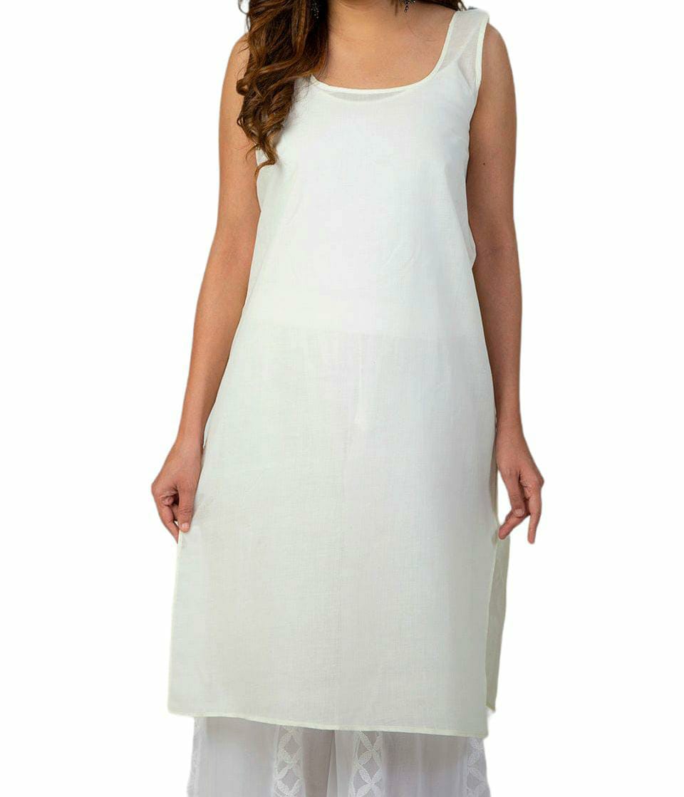 Buy Retailbees Designer Top Wear Sleeveless Long Kurti for Women (X-Large)  White at Amazon.in